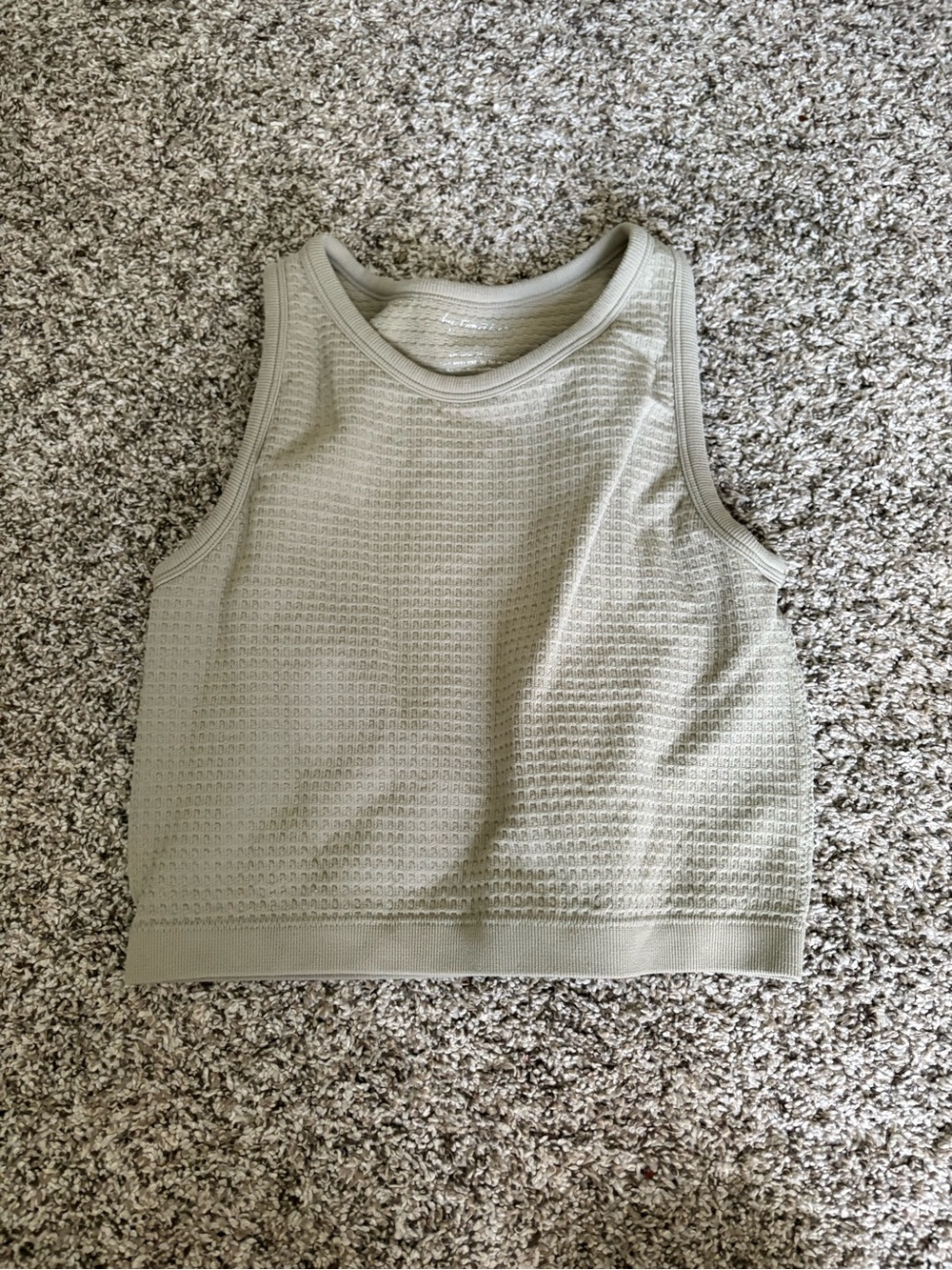 Ribbed Olive Green Sleeveless Cropped Tank Top